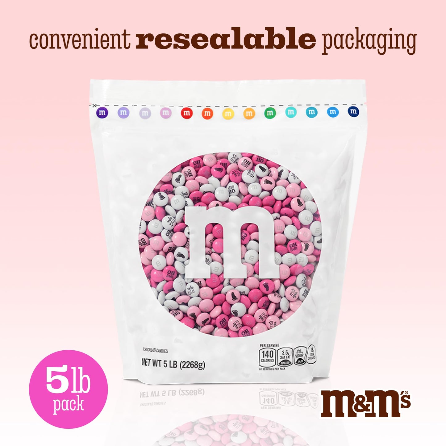 M&M'S World It's A Boy Milk Chocolate Candy 2lb Bag with White and Blue M&M'S for Baby Boy Showers Gender Reveal Parties and Baby Celebration Favors