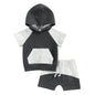 Toddler Baby Boy Summer Outfit Short Sleeve Hooded Stripes Top Casual Shorts Set Infant Newborn Clothes 6 12 18 24 Month