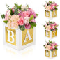 4 Pcs Baby Shower Flower Boxes Centerpieces Decoration Rose Gold Baby Block Floral Holder Centerpiece Baby In Bloom Gender Reveal Birthday Party Decors Table Display Its A Girl Its A Boy