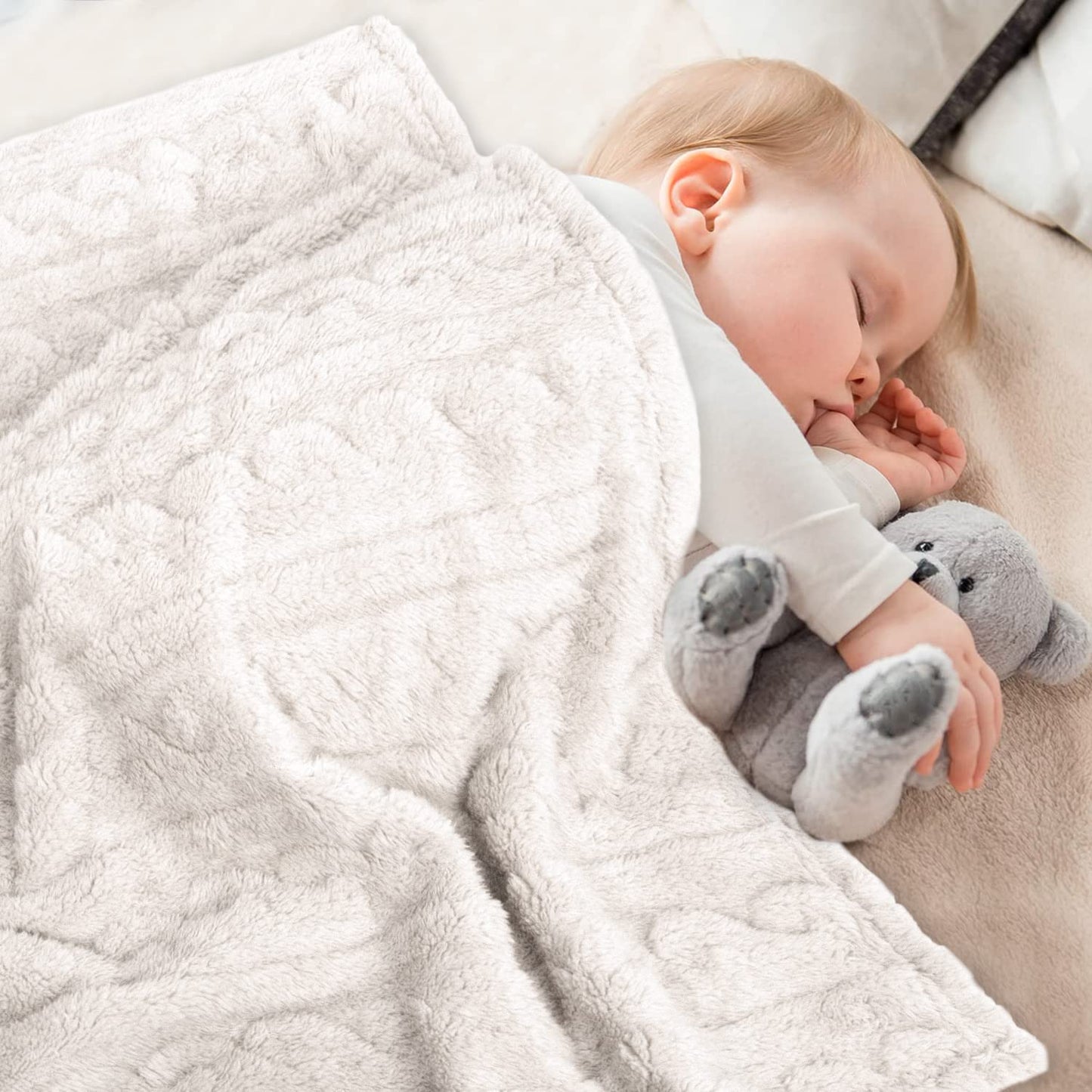 HOMRITAR Baby Blanket for Girls Toddlers 3D Fleece Fluffy Fuzzy Blanket for Baby, Soft Warm Cozy Fleece Blanket, Infant or Newborn Receiving Blanket 330GSM (30 x 40 Inch, Pink)