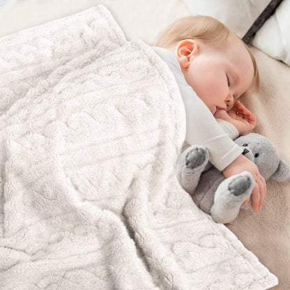 HOMRITAR Baby Blanket for Girls Toddlers 3D Fleece Fluffy Fuzzy Blanket for Baby, Soft Warm Cozy Fleece Blanket, Infant or Newborn Receiving Blanket 330GSM (30 x 40 Inch, Pink)
