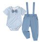 SANMIO Baby Boy Clothes 0-18 Months Newborn Outfits Short Sleeve Romper Top and Suspender Pants Baby Boy Summer Clothing 2Pcs