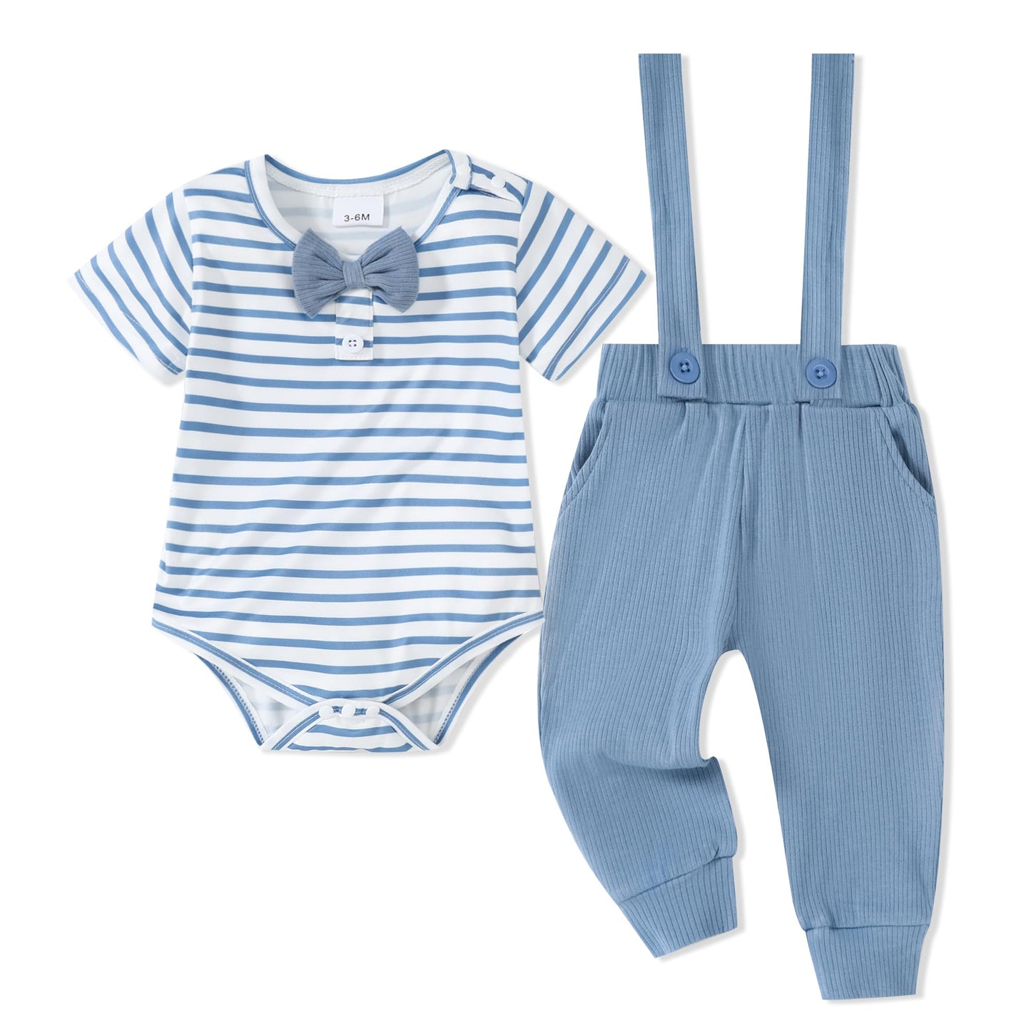 SANMIO Baby Boy Clothes 0-18 Months Newborn Outfits Short Sleeve Romper Top and Suspender Pants Baby Boy Summer Clothing 2Pcs