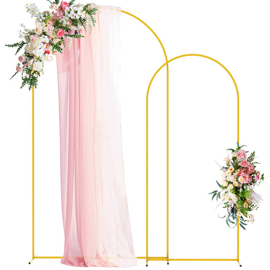Wokceer Wedding Arch Backdrop Stand 7.2FT, 6.6FT White Metal Arch Stand Set of 2 for Birthday Party Wedding Ceremony Baby Shower Graduation Decoration