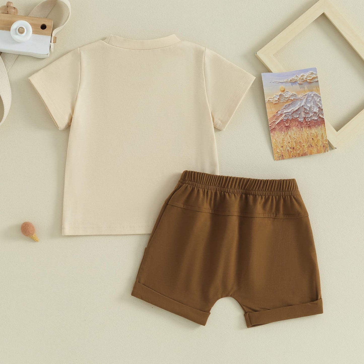 Karwuiio Toddler Baby Boy Summer Outfit Short Sleeve T-Shirt Tops Elastic Waist Shorts Set Baby Boys Clothes