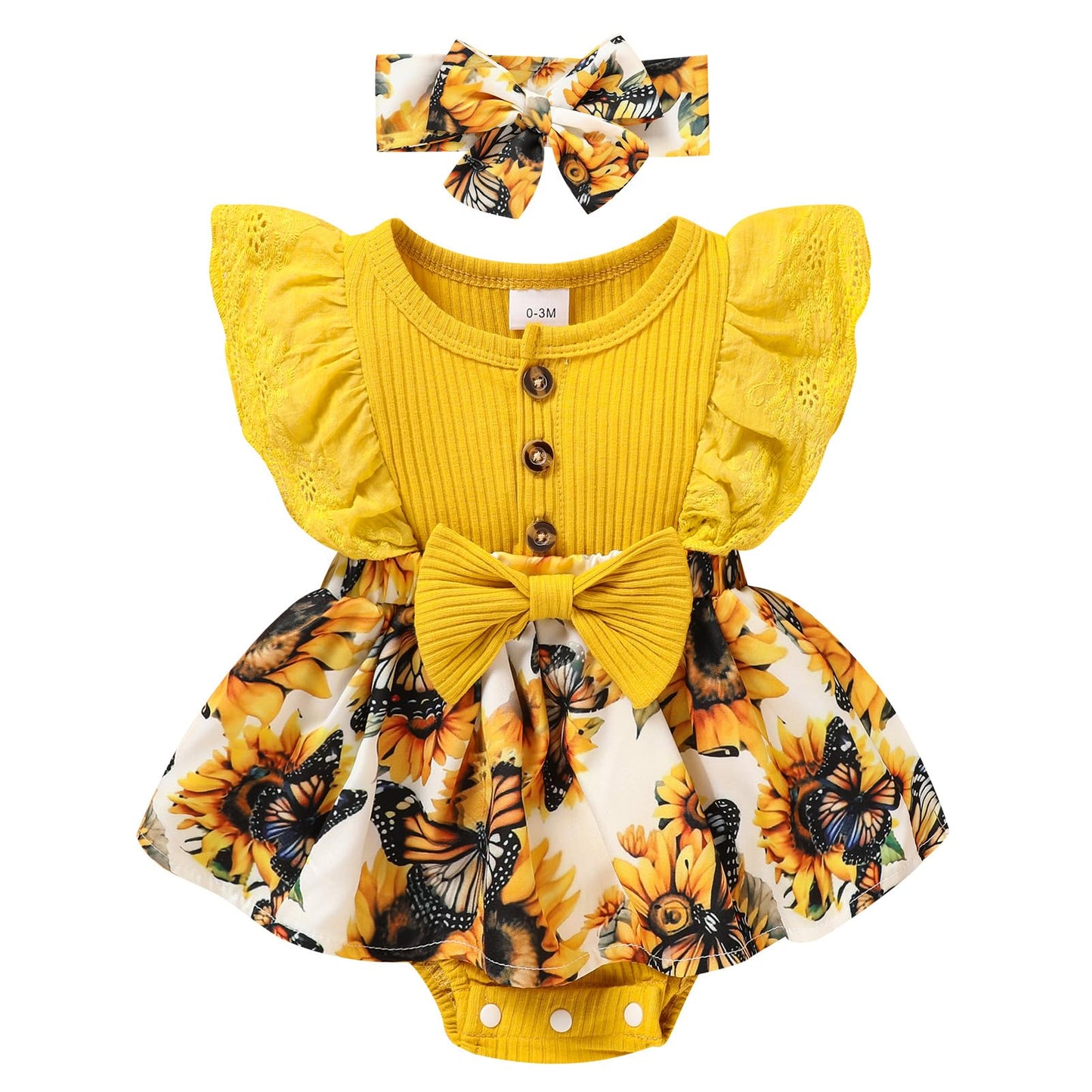 Sinhoon Baby Girl Clothes Newborn Ruffled Sleeveless Romper Floral Dreesy Bodysuit Heaedband 3pcs Baby Girl Summer Clothes