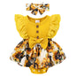 Sinhoon Baby Girl Clothes Newborn Ruffled Sleeveless Romper Floral Dreesy Bodysuit Heaedband 3pcs Baby Girl Summer Clothes