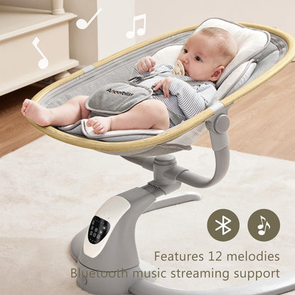 Angelbliss Baby Swing with Cry Detection, Side-to-Side Electric Swing with 5 Speeds, 180° Rotation, Indoor for Infants and Toddlers (Black)