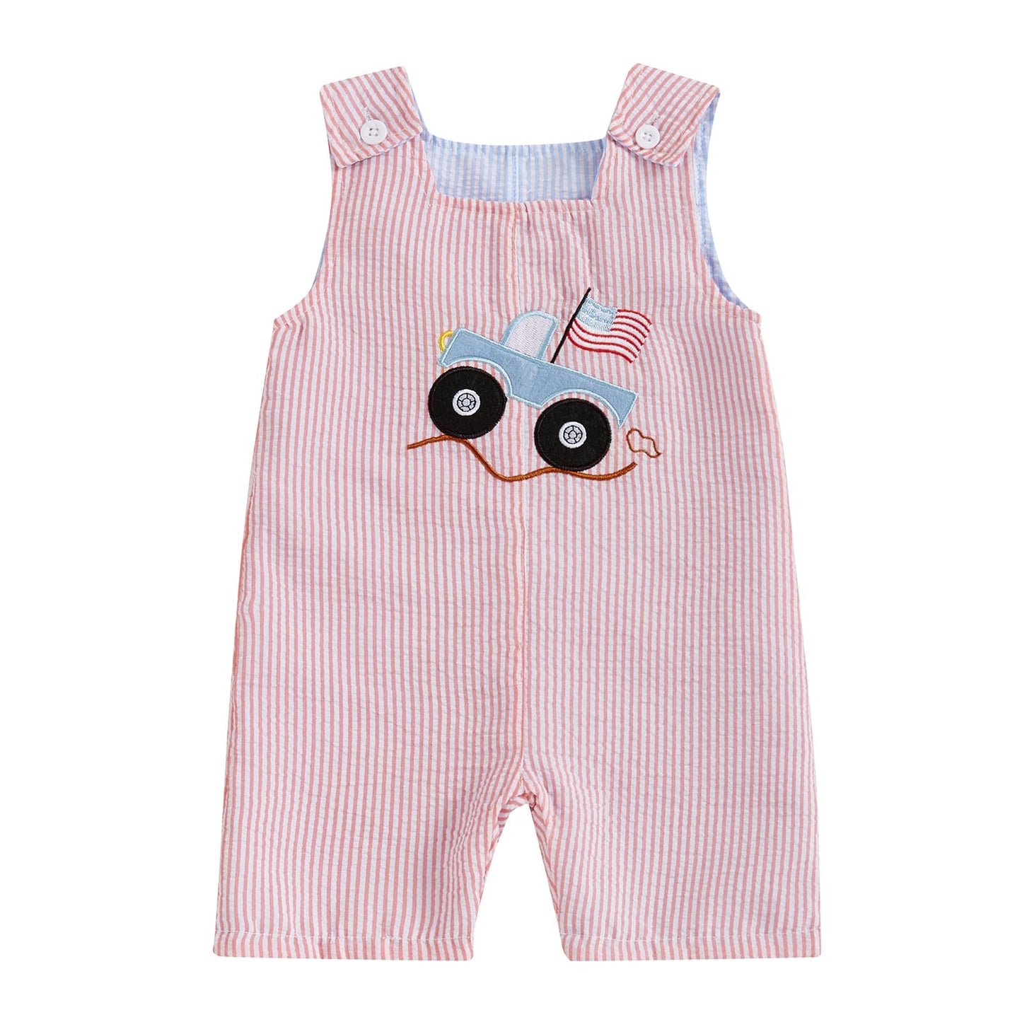 Baby Boy Summer Clothes Sleeveless Embroidery Dinosaur Striped Retro Romper Jumpsuit Smocked Shortall