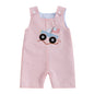 Baby Boy Summer Clothes Sleeveless Embroidery Dinosaur Striped Retro Romper Jumpsuit Smocked Shortall