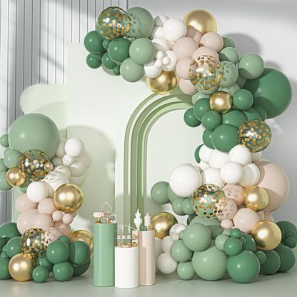 Ouddy Party Dusty Pink Balloons Arch Garland Kit, Different Sizes 18 12 10 5 Inch Boho Pink White Sand Latex Metallic Confetti Balloon for Girl Baby Shower Mothers Day Birthday Party Decorations