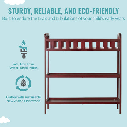 Dream On Me Emily Changing Table In Natural, Comes With 1" Changing Pad, Features Two Shelves, Portable Changing Station, Made Of Sustainable New Zealand Pinewood