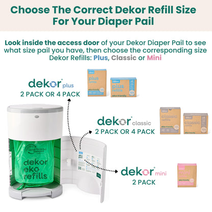Diaper Dekor Classic Hands-Free Diaper Pail | Easiest to Use | Just Step – Drop – Done | Doesn’t Absorb Odors | Most Economical Refill System | 70% Recycled Materials | EKO White