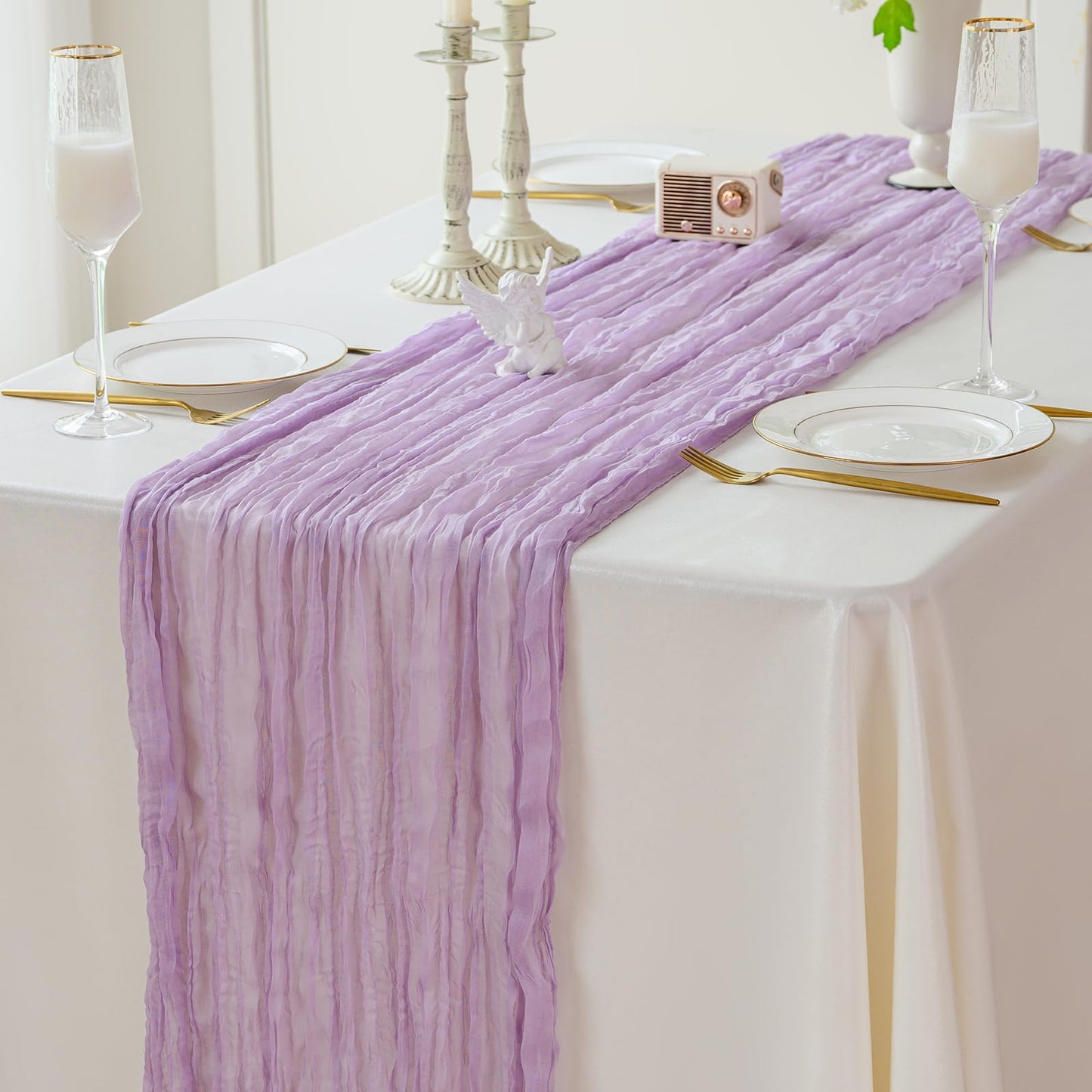 Light Pink Cheesecloth Table Runner 10ft Boho Rustic Gauze Cheese Cloth Spring Decor for Wedding Party Bridal Baby Shower Birthday Table Decorations