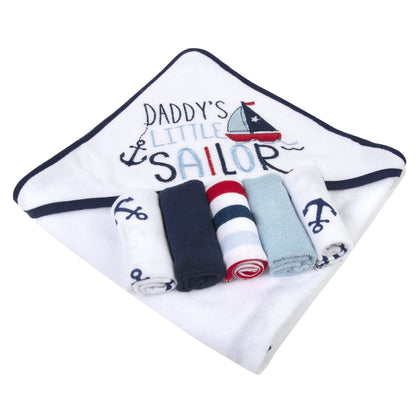 Baby Hooded Towel and Washcloth Set for Infants, Boys and Girls 6-12 Months (Mommy's Mermaid)