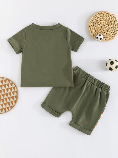 SUREPOCH Baby Boy Clothes Set Summer Toddler Short-Sleeve Shirt & Elastic Waist Shorts Set For Baby Boy Outfits