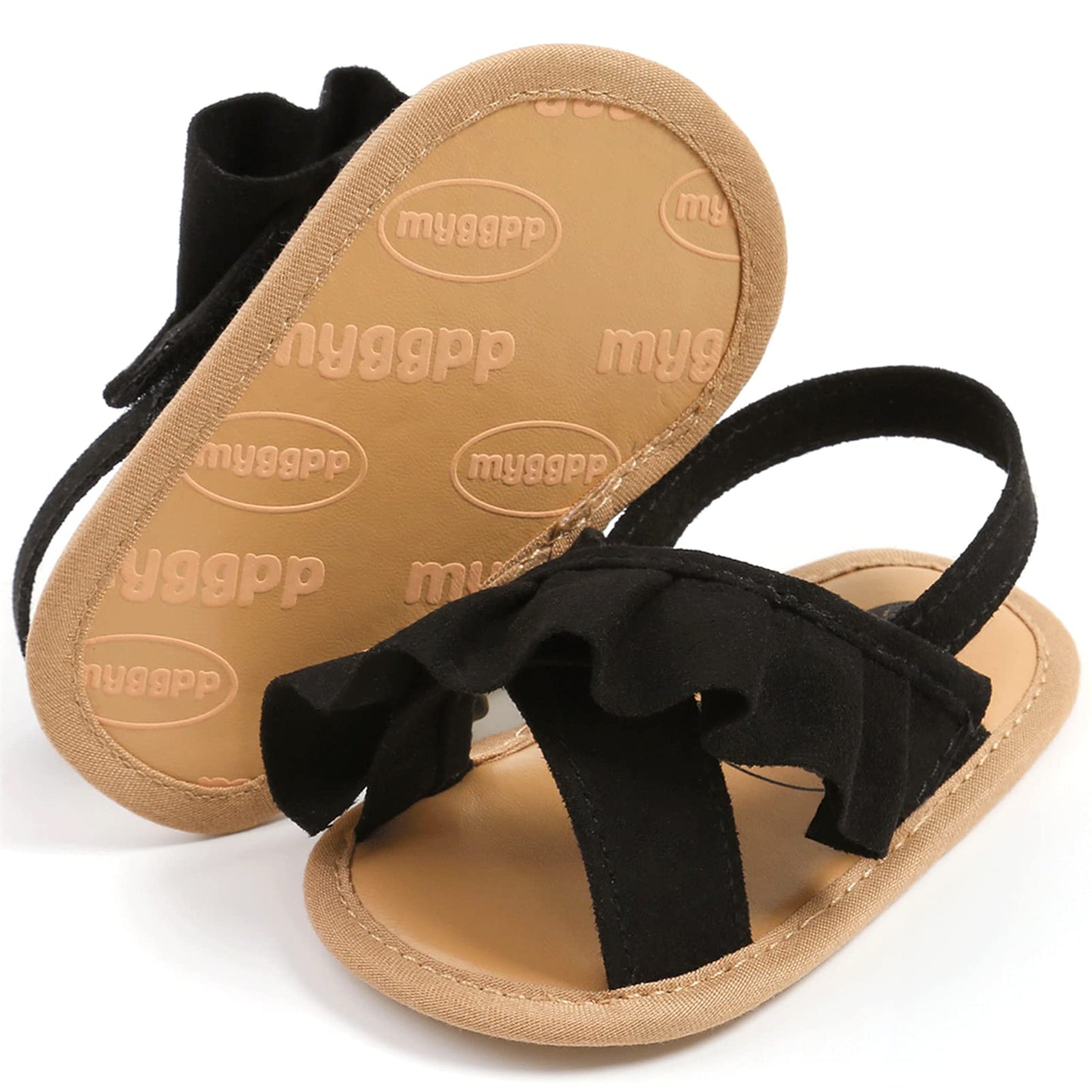 CoKate Baby Girls Sandals Ruffle Bowknot Premium Soft Sole Anti-Slip Open Toe Breathable Summer Outdoor First Walker Shoes Baby Sandals 0-3 months girls