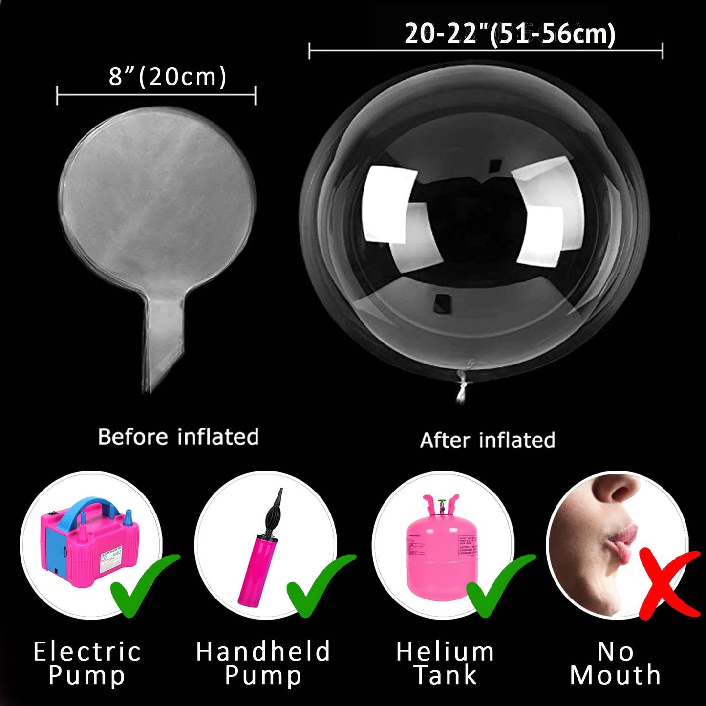 White LED Balloons Light up Bobo Party Balloons DIY kit-Clear Cold White LED Balloons for Helium or Air (cold white, 6 pack)