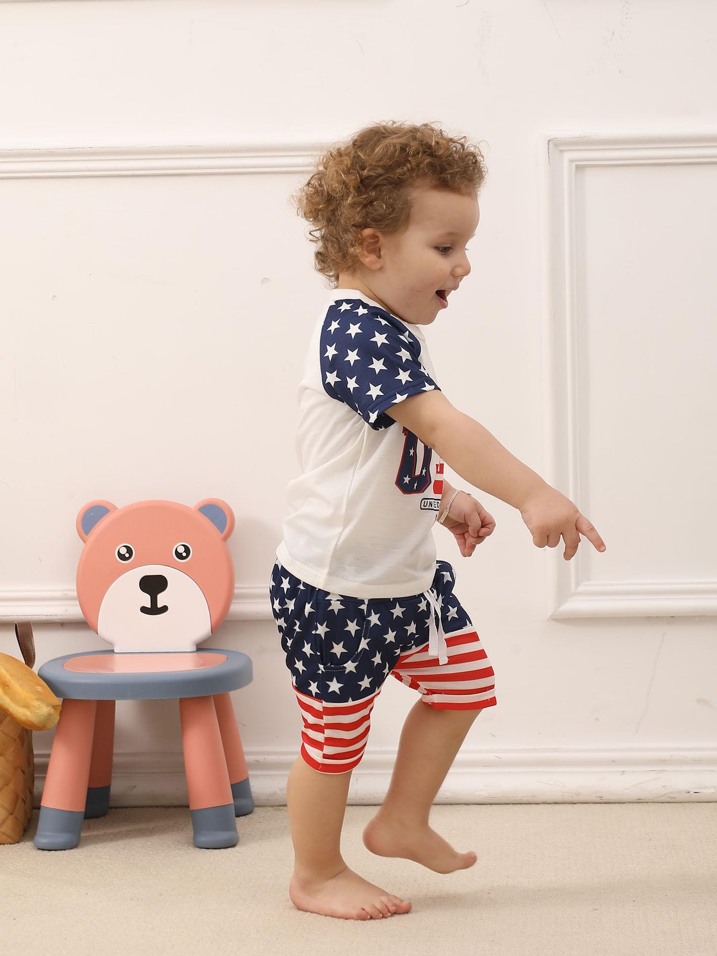 SUREPOCH Baby Boy Clothes Set Summer Toddler Short-Sleeve Shirt & Elastic Waist Shorts Set For Baby Boy Outfits