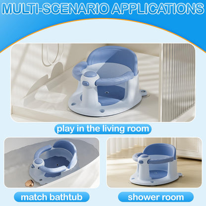 Baby Bath Seat for Babies 6 Months & up, Non-Slip Toddler Bath Seat for Baby & Newborn, Sit Up Bath Seat for Baby,Grey