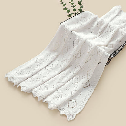 mimixiong Baby Swaddle Blanket 100% Cotton Gender Neutral Pointelle Receiving Blanket for Boys Girls Cuddle Stroller Crib Blanket (Oatmeal)