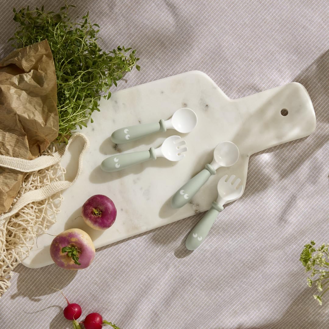 BabyBjörn Baby Spoon and Fork, 4 pcs, Powder Green