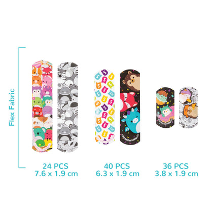 Squishmallow Bandage Kit, Cute Bandaids for Kids, Infants & Children, Latex-Free Bandages, Variety Pack of Assorted Bandages with Travel Size Tin Case, 100CT