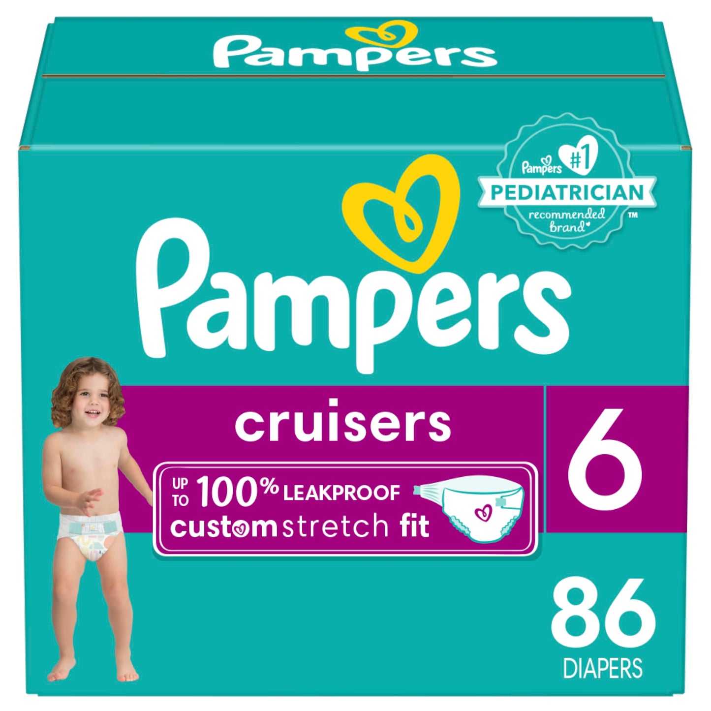 Pampers Cruisers Diapers - Size 3, 84 Count, Disposable Active Baby Diapers with Custom Stretch