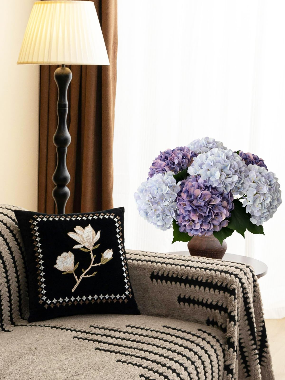 4 Pcs Pink Hydrangeas Artificial Flowers, 20 inches Large Lifelike Fake Silk Flowers, Faux Hydrangeas Flowers for Wedding Home Party Decor Baby Shower Table Centerpiece