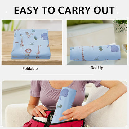 Vegan Leather Baby Changing Mat - Wipeable Portable Changing Pad, Foldable Travel Changing Mat for Baby, Newborns Toddlers Shower Gifts (Flower,20"*28")