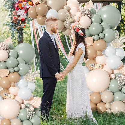 Dusty Pink Brown Balloon Arch Kit, Double Stuffed Blush Brown Cream Beige Nude Tan Pink Balloons Boho Balloon Garland Kit for Birthday Baby Shower Wedding Bridal Shower Gender Reveal Party Decoration