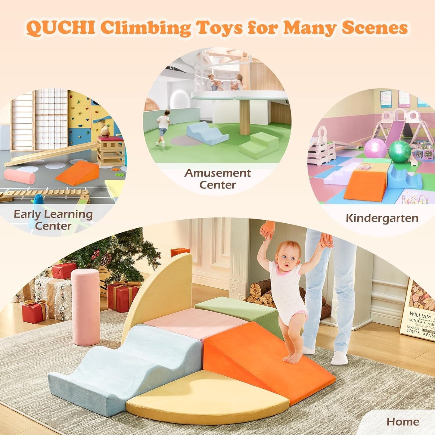 Climbing Toys for Toddlers, Toddler Climbing Toys Indoor, 7-Piece Soft Foam Climbing Blocks Set, Toddler Playtime Corner Climber Indoor Foam Play Gym for Climbing Crawling and Sliding