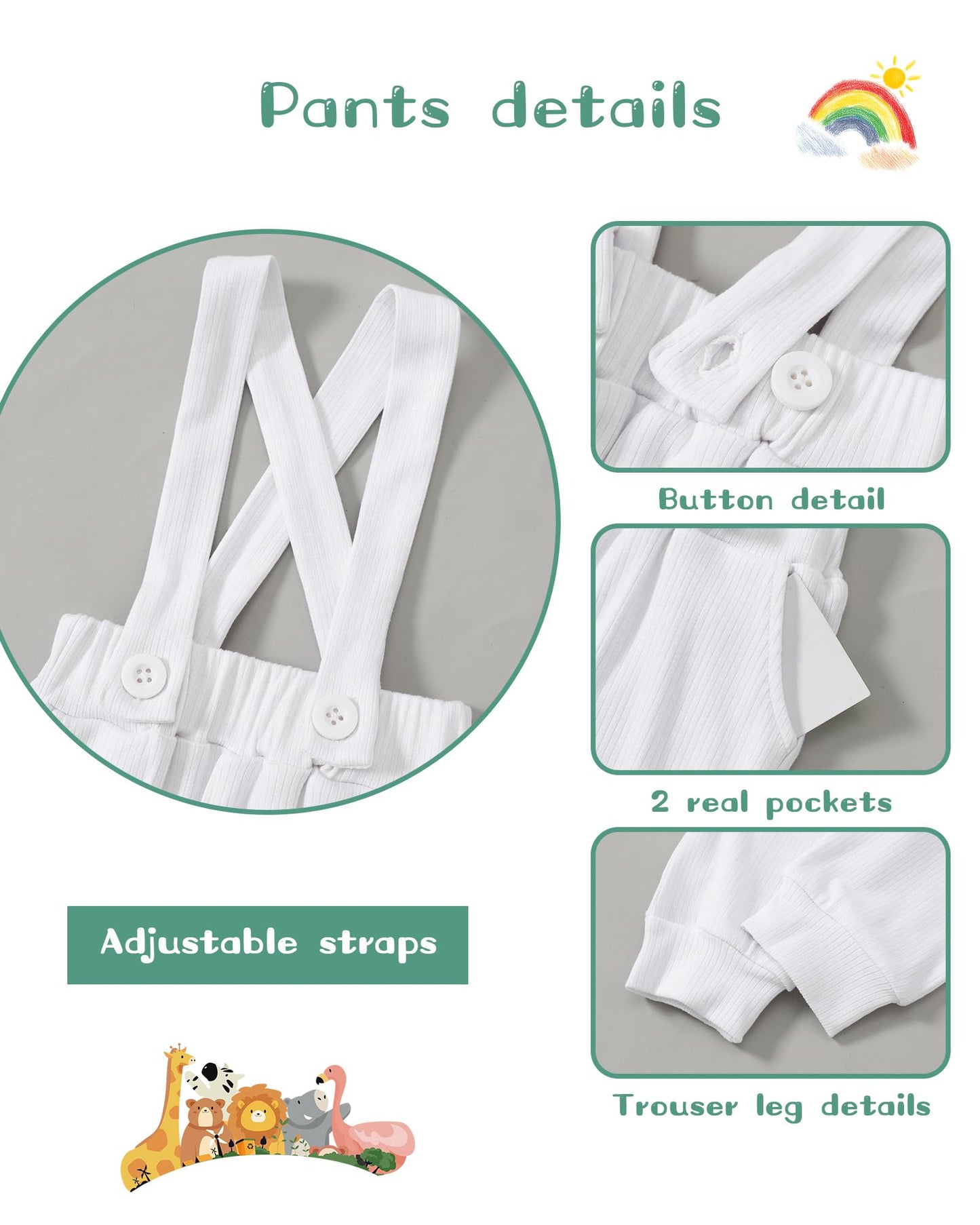 SANMIO Baby Boy Clothes 0-18 Months Newborn Outfits Short Sleeve Romper Top and Suspender Pants Baby Boy Summer Clothing 2Pcs