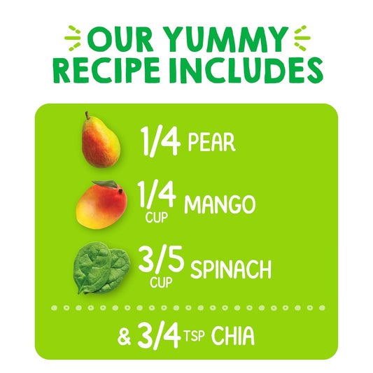 Happy Tot Organics Stage 4 Baby Food Pouches, Gluten Free, Vegan Snack, SuperFoods Fruit & Veggie Puree, Pears, Mango, Spinach & Chia, 4.22 Ounce (Pack of 1)