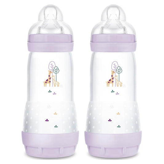 MAM 11oz Easy Start Anti-Colic Baby Bottles, Fast Flow, Breastfeeding-Like Silicone Nipple, Reduces Colic, Gas, & Reflux, Easy-to-Clean, BPA-Free, 4 Plus Months