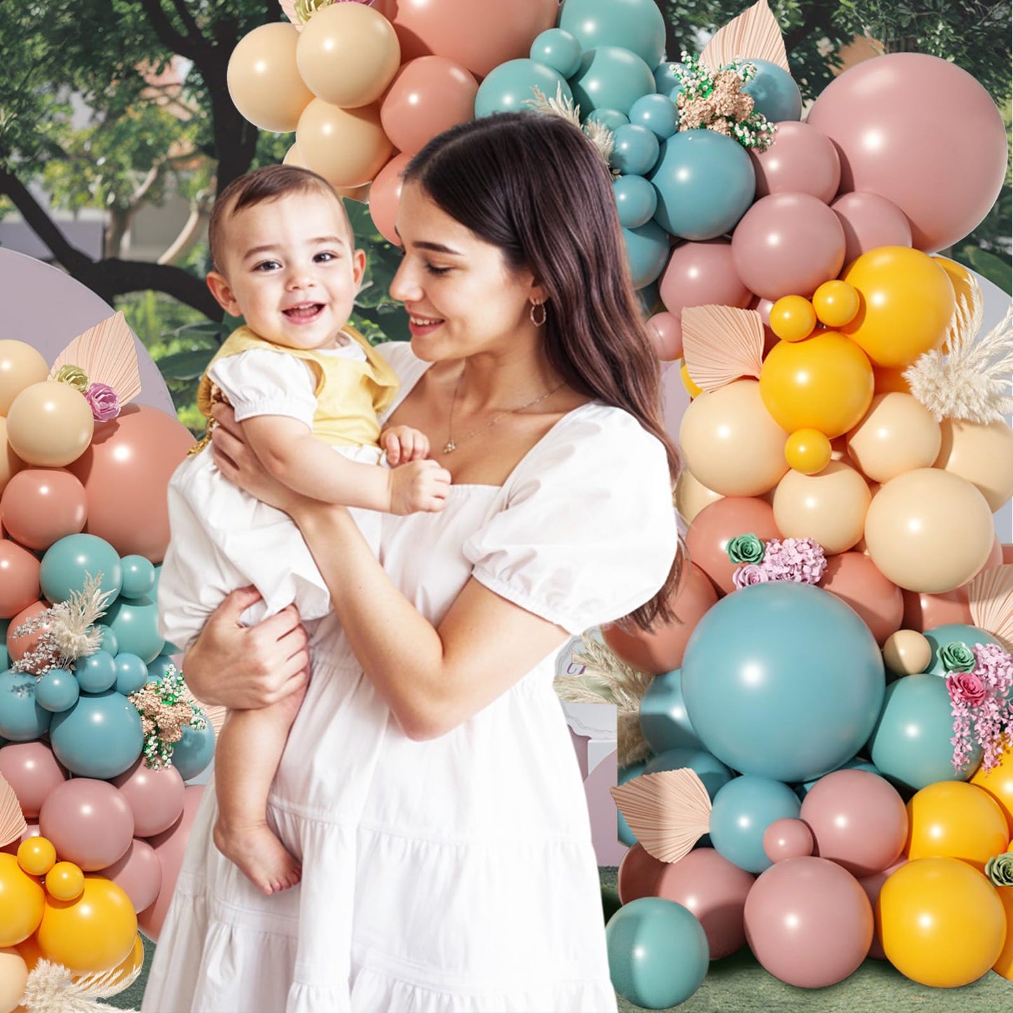 Dusty Pink Brown Balloon Arch Kit, Double Stuffed Blush Brown Cream Beige Nude Tan Pink Balloons Boho Balloon Garland Kit for Birthday Baby Shower Wedding Bridal Shower Gender Reveal Party Decoration