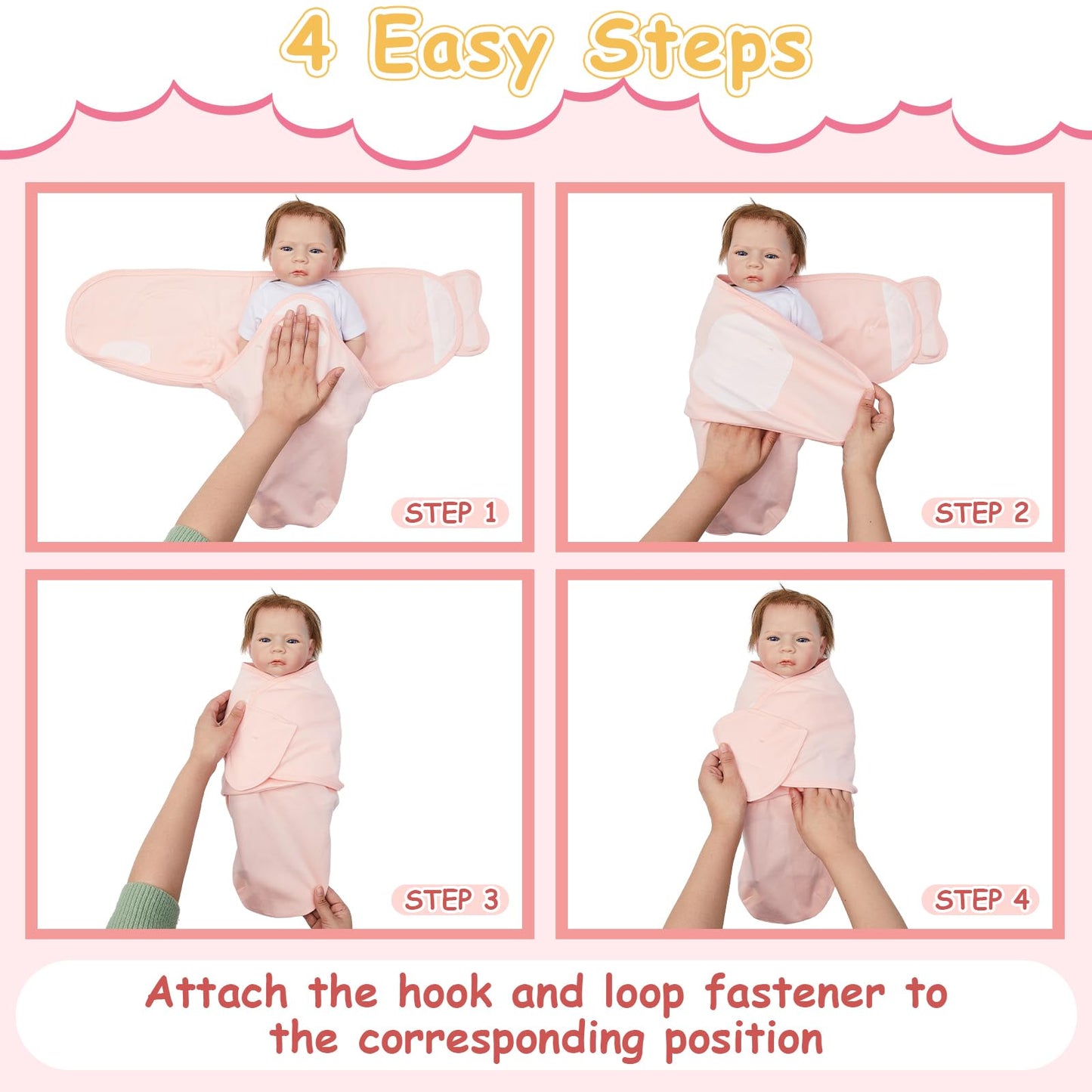 Ramede 6 Pack Baby Swaddle Blanket with Hats Sleep Swaddle for 0-3 Months Newborn Sacks Soft Cotton Wearable for Boy Girl