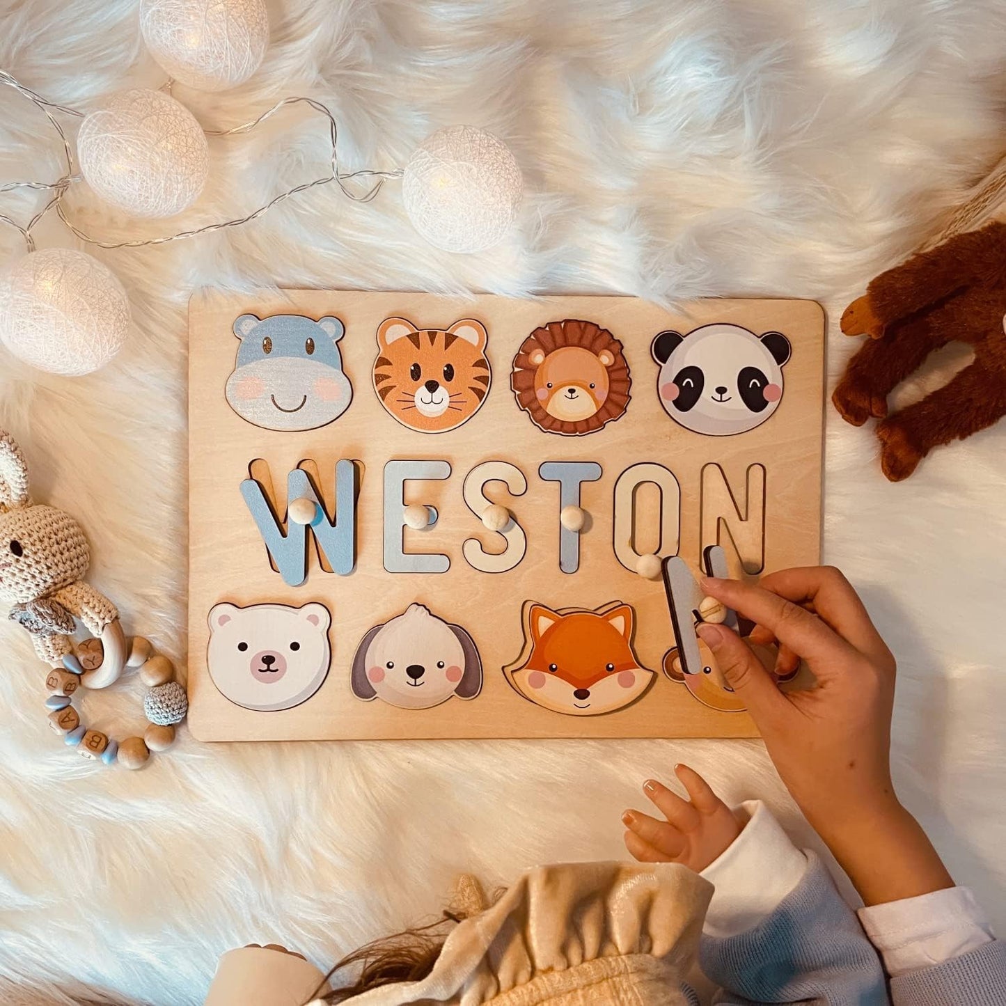 Personalized Name Puzzle with Gift Wrapping and Customizable Blessing - Montessori Learning Toy for Toddlers Ages 1-3, Helps Kids Recognize Their Names
