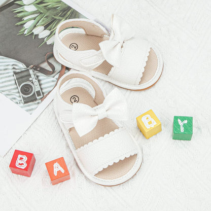 Oamico Baby Girl Sandals Infant Soft Anti-Slip Rubber Sole Casual Beach Sandals Newborn Bowknot Outdoor First Walker Summer Shoes for Baby Girls Flat Sandal