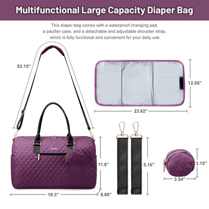 LOVEVOOK Diaper Bag Tote with Pacifier Case and Changing Pad, Large Capacity Mommy Bag for Hospital and Weekender Travel, Functional Baby Bag Newborn Baby Essential, Black