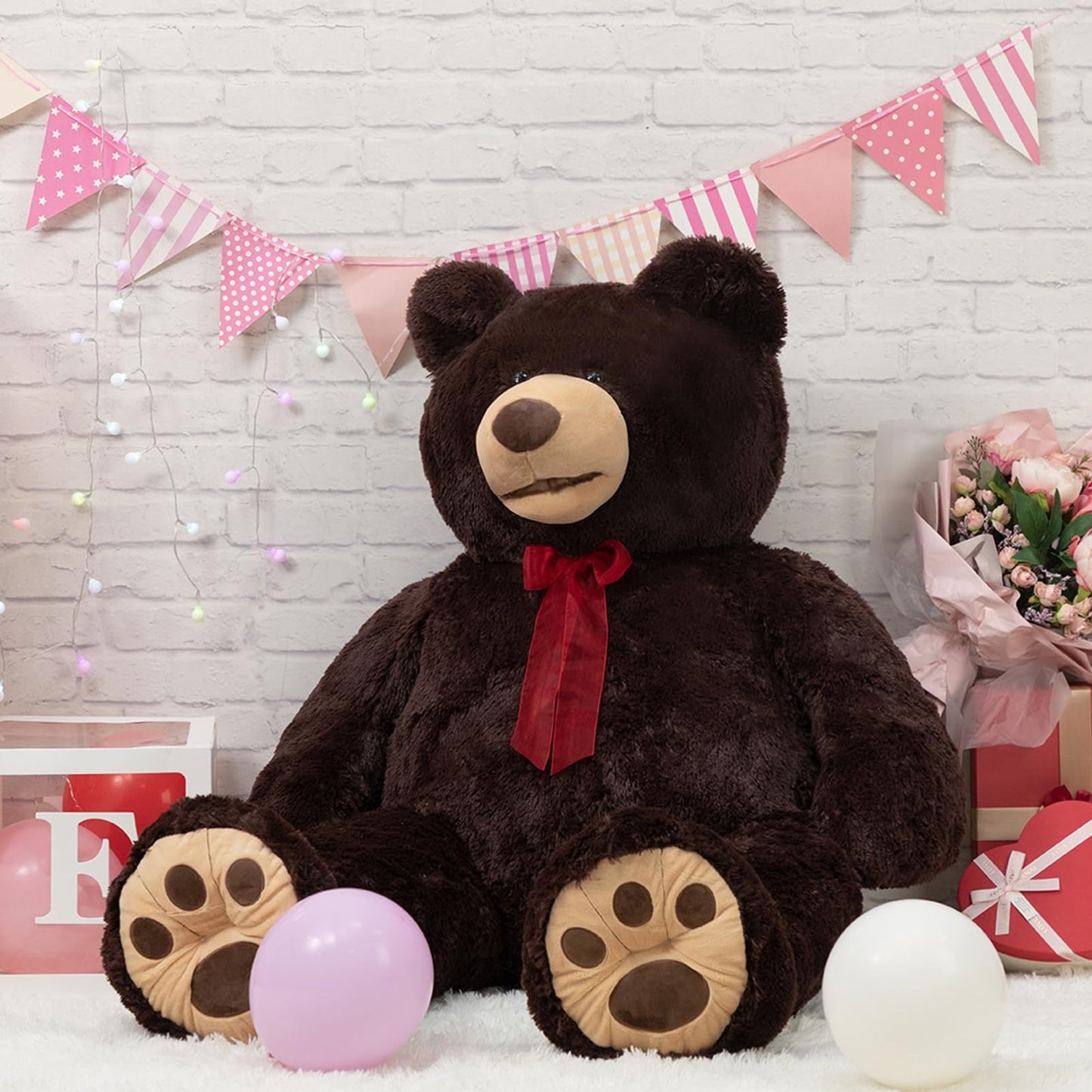 HollyHOME 6ft Teddy Bear Giant Teddy Bear Stuffed Animal with Embroidered Paws Holiday Valentine's Toy Gift for Girlfriend Kids 72 inches Brown