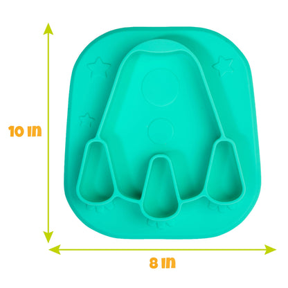 Animal Silicone Compartment Plates- 3 PK Lion, Monkey, Elephant- Large Divided Sections for Easy Grabbing Baby Food Training, Non-Slip Unbreakable Material, Flexible Shapes for Toddlers, Kids-BPA Free