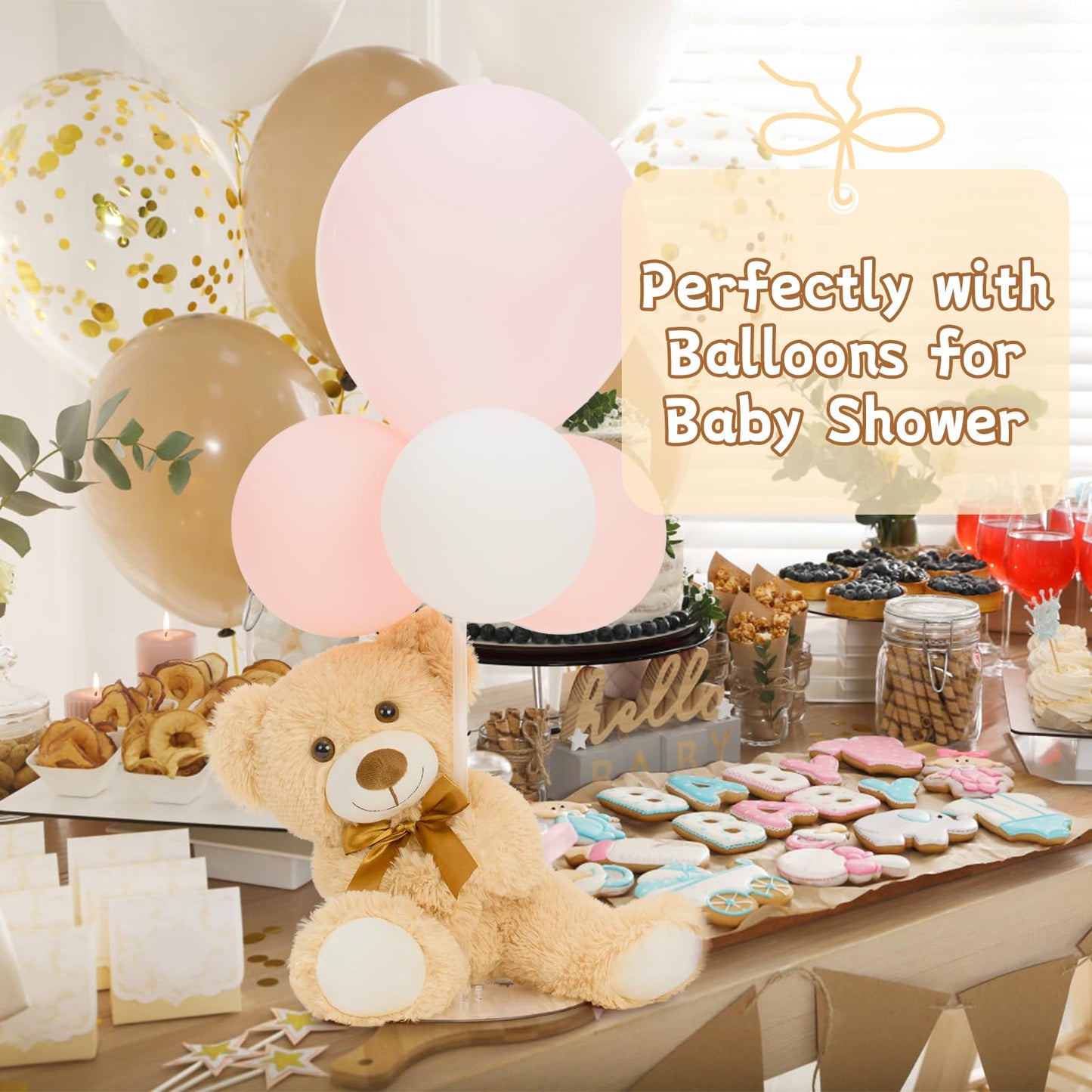 MorisMos 6Pcs Teddy Bears Bulk Baby Shower, 14inch Cute Teddy Bear Stuffed Animals Plush, Small Stuffed Bears on Centerpiece Baby Shower, White