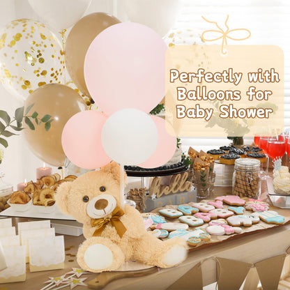 MorisMos 6Pcs Teddy Bears Bulk Baby Shower, 14inch Cute Teddy Bear Stuffed Animals Plush, Small Stuffed Bears on Centerpiece Baby Shower, White