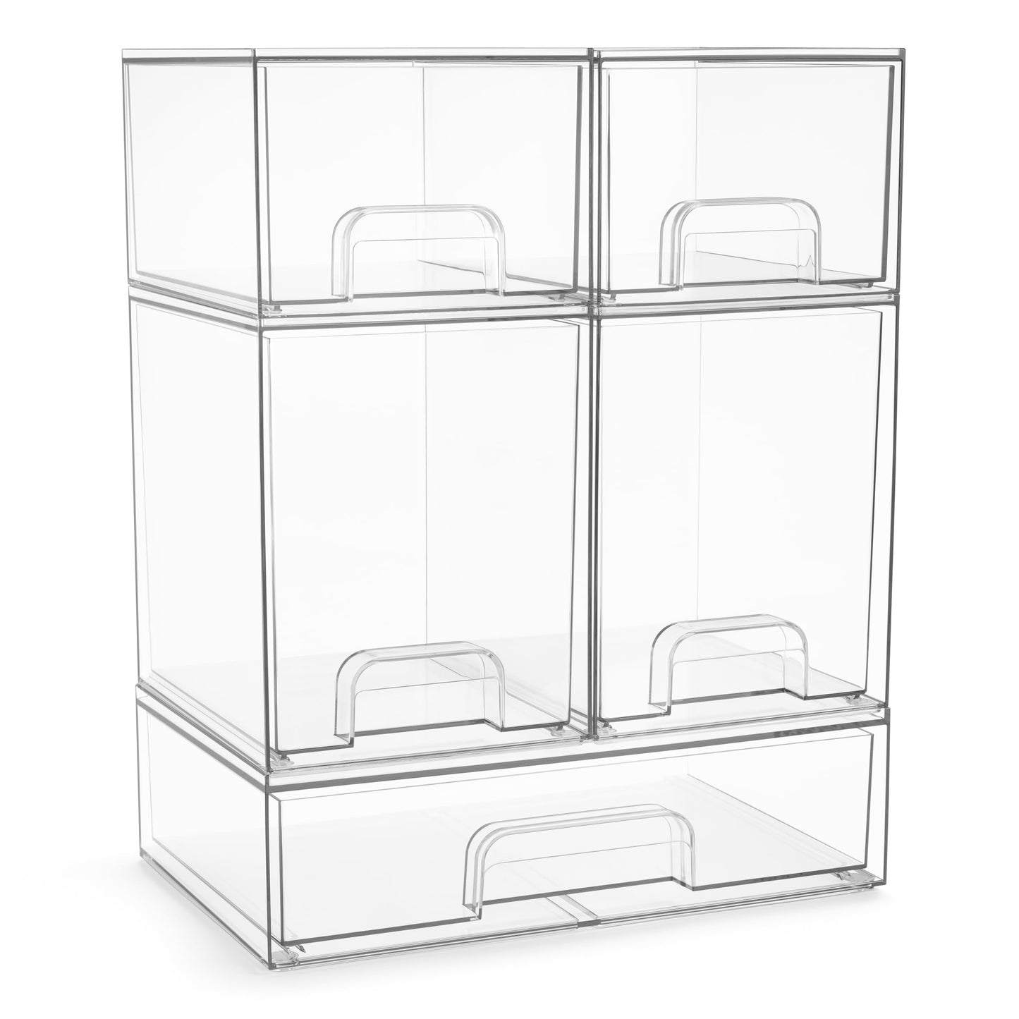 Sorbus Acrylic Storage Containers - 2 Pack, Stackable Storage Bins Set for Bathroom Organization - Clear Acrylic Drawer Organizers - Makeup Case Pull-Out Drawers (7.6’’ and 4.4’’ Tall)