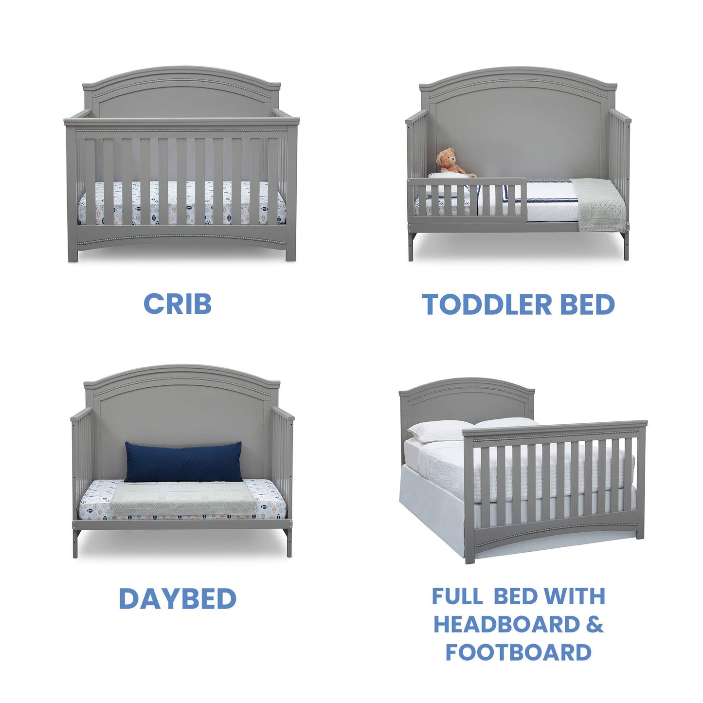 Delta Children Simmons Kids SlumberTime Emma Convertible Crib N More, Grey