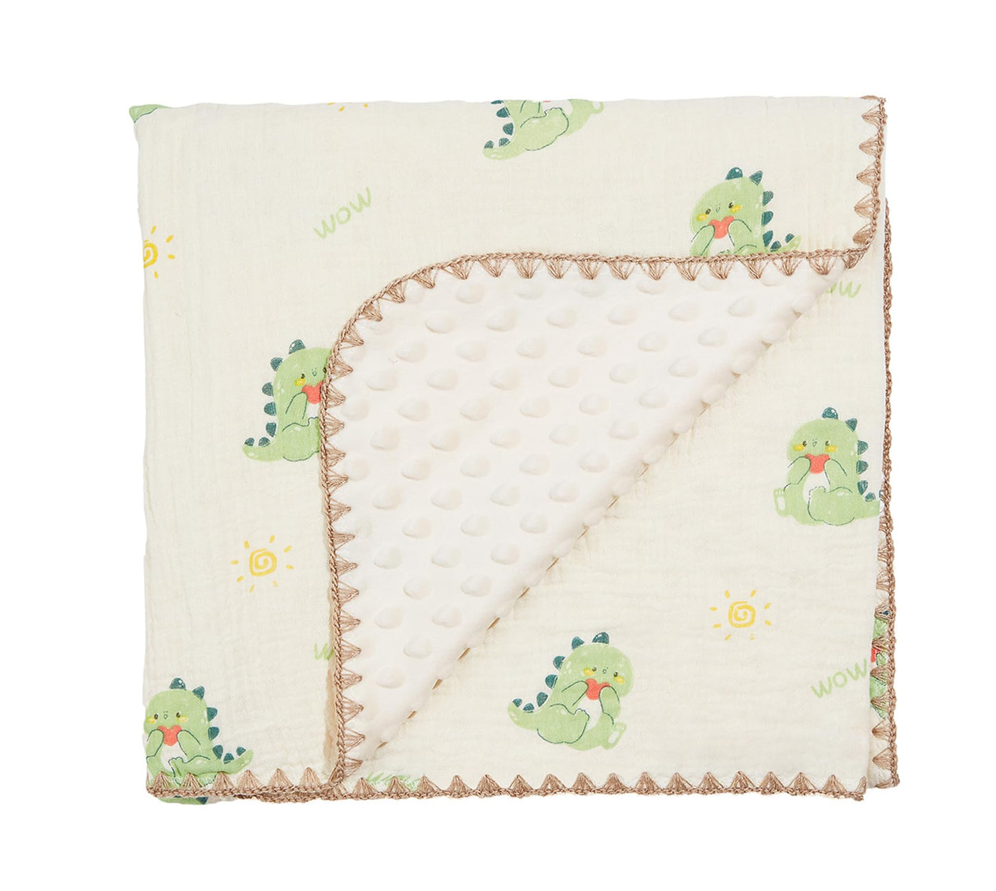 Baby Blanket Double Layer Cotton 40 x 40 Soft Receiving Blanket with Pattern Machine Washable Brown Bear
