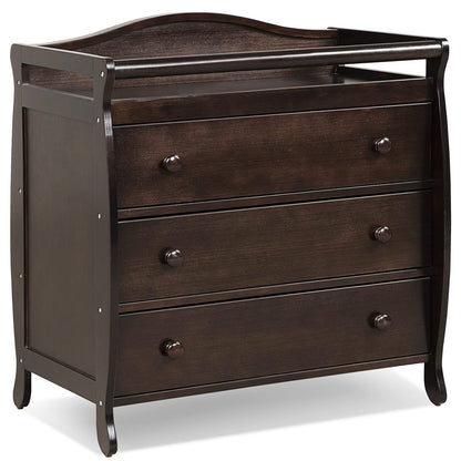 Costzon 3-Drawer Changing Table, Infant Diaper Changing Station with Drawers, Safety Rails & Strap, Baby Changing Table Dresser for Nursery, Easy Assembly (Brown)
