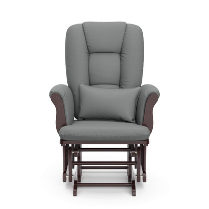 Storkcraft Tuscany Custom Glider and Ottoman with Free Lumbar Pillow (White/Slate Gray Swirl) - Cleanable Upholstered Comfort Rocking Nursery Chair with Ottoman