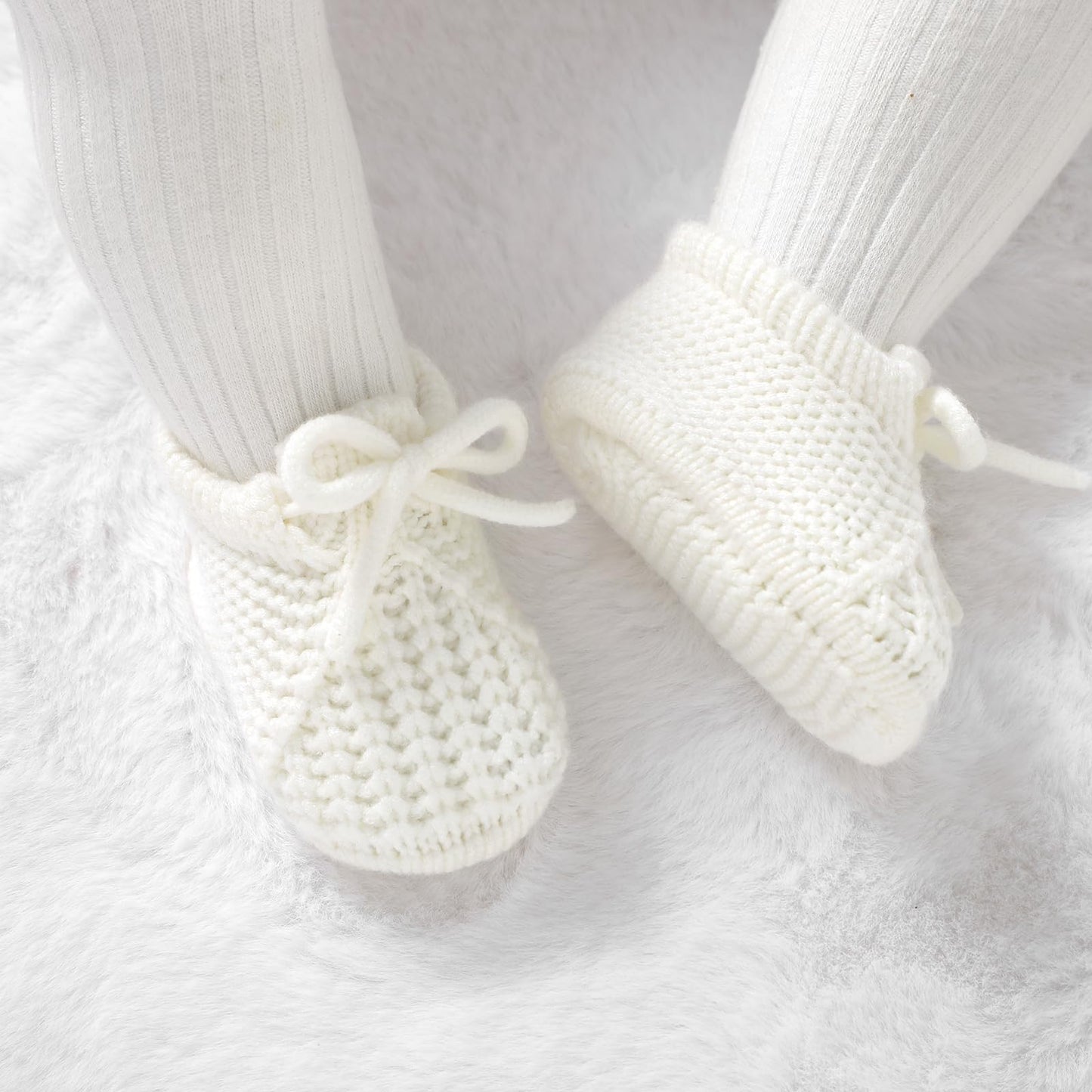 DovFanny Baby Booties Newborn Baby First Shoes Cozy Warm Knit Soft Booties for Toddler Infant Boy Girl